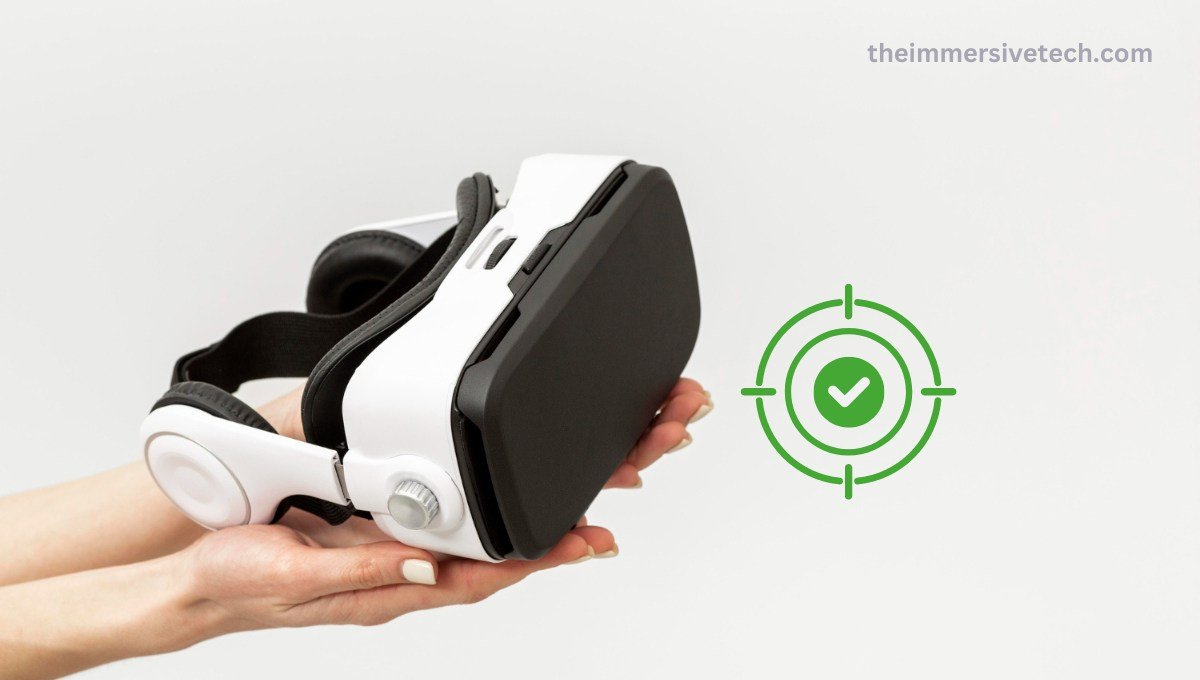 VR headset on hand