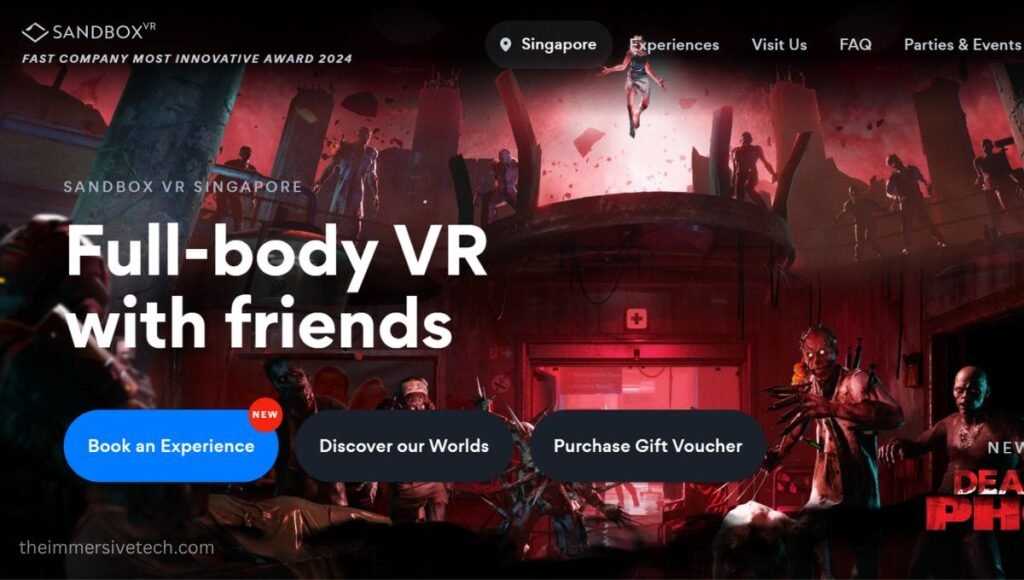 Sandbox VR Company website’s homepage