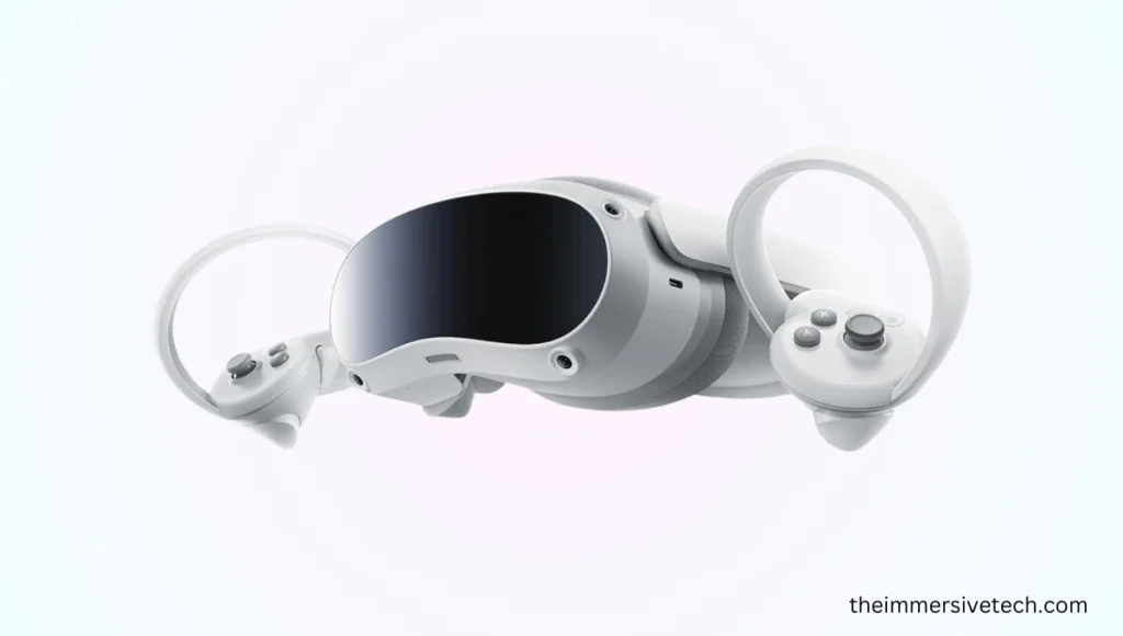 3D View of White PICO 4 VR Headset with Controllers